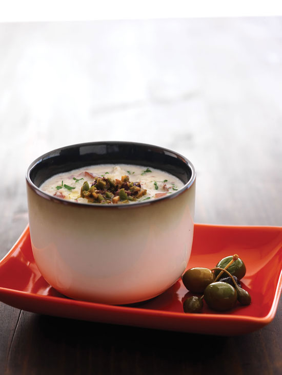 
A dollop of olive tapenade is a savory topping for each steaming bowl of this Easy Potato Soup Recipe with Parsley and Olive Tapenade.
